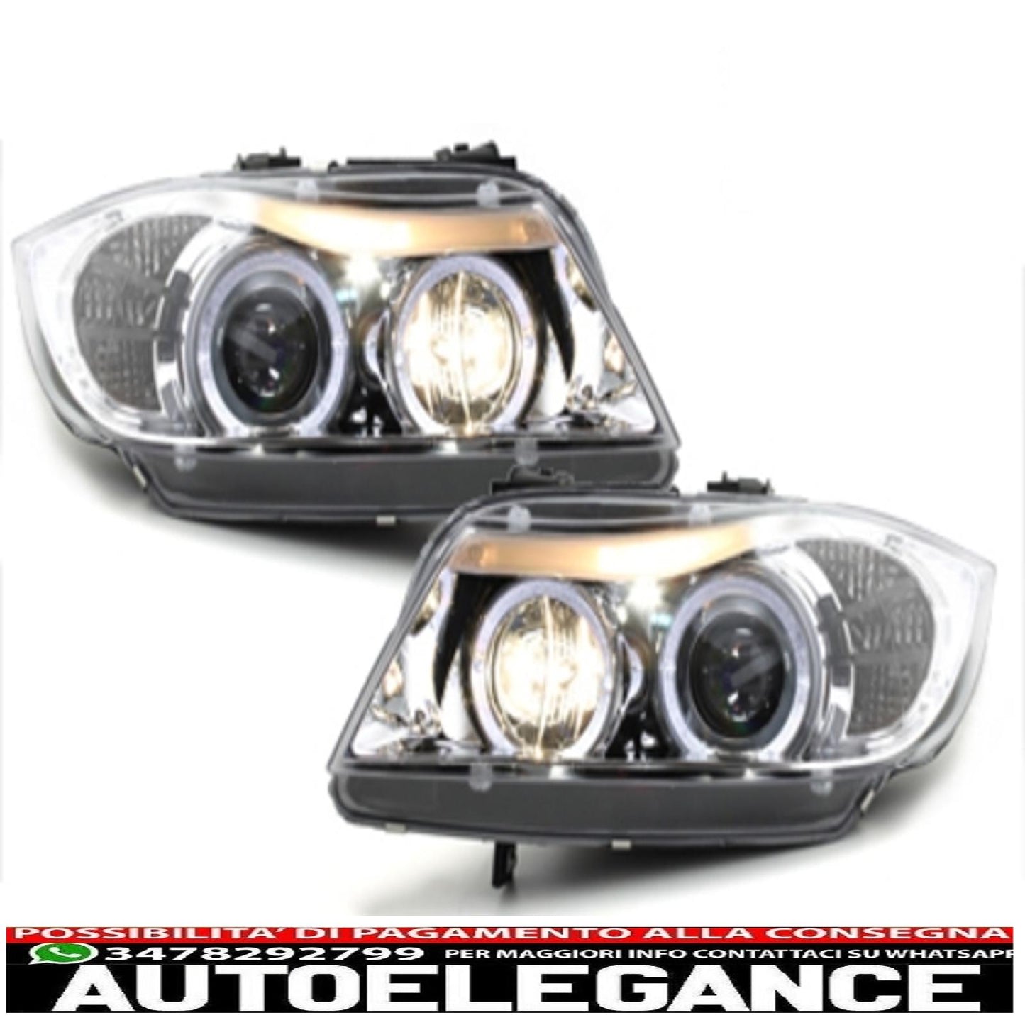 headlights suitable for bmw 3 series e90 e91 (03.2005-08.2008) angel eye 2 halo rings 