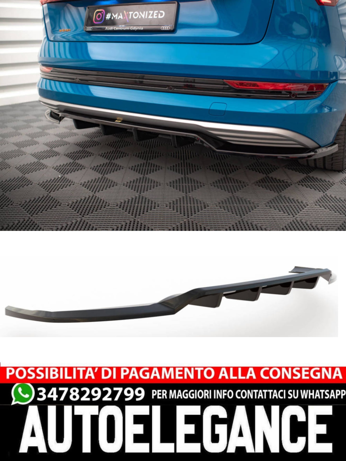 SPLITTER POSTERIORE CENTRALE (CON BARRE VERTICALI) adatto per AUDI E-TRON  (2018-2022)