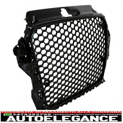 griglia anteriore senza badge adatta per audi a3 8v (2012-2016) rs3 design pianoforte nero