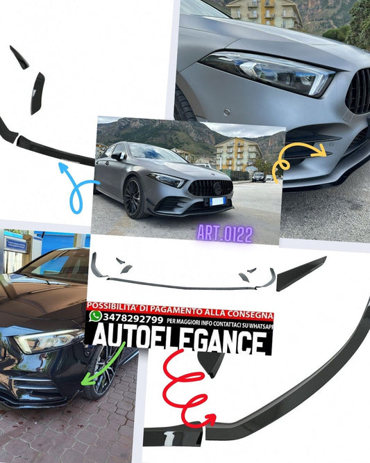 KIT AERO ADATTO PER MERCEDES CLASSE A W177 AMG CON BAFFO NERO LUCIDO (ADESIVO)