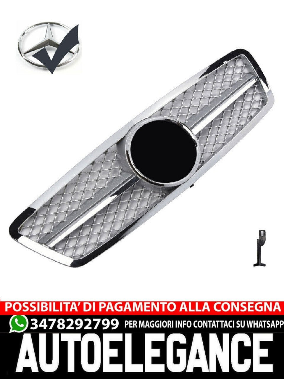 GRIGLIA ANTERIORE SPORTIVA CROMATA ARGENTO LOOK AMG PER MERCEDES W203 CLASSE C