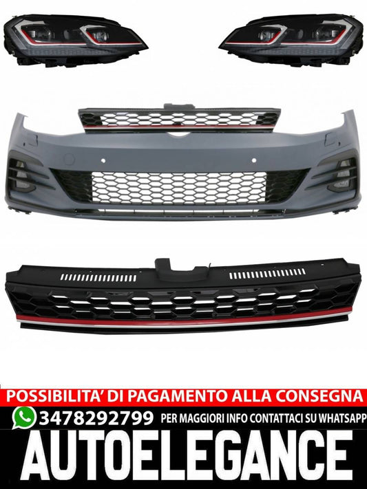 Front bumper suitable for VW Golf VII 7 (2013-2017) with LED headlights 