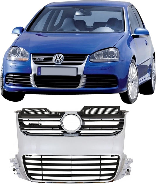 Front grille for VW Golf 5V 2003-2009 R32 glossy black chrome look