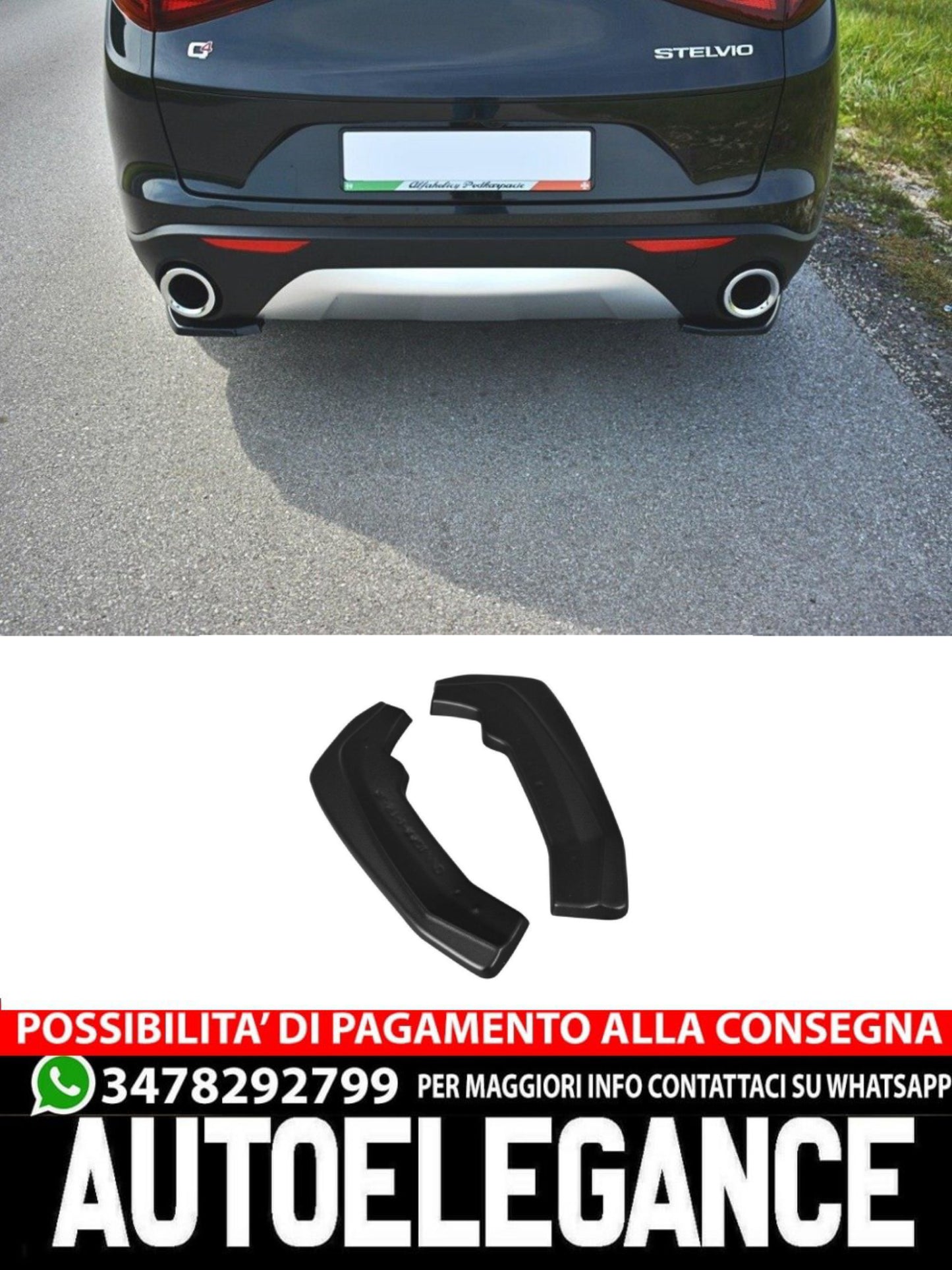 SPLITTER LATERALI POSTERIORI ADATTO COMPATIBILE PER  ALFA ROMEO STELVIO 2016 - 2020