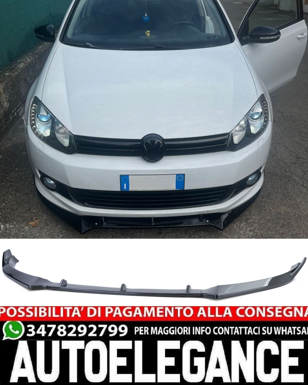 SPLITTER ADATTO PER VW GOLF 6 VI 2008-2012 LOOK NERO LUCIDO DESIGN SPORTIVO