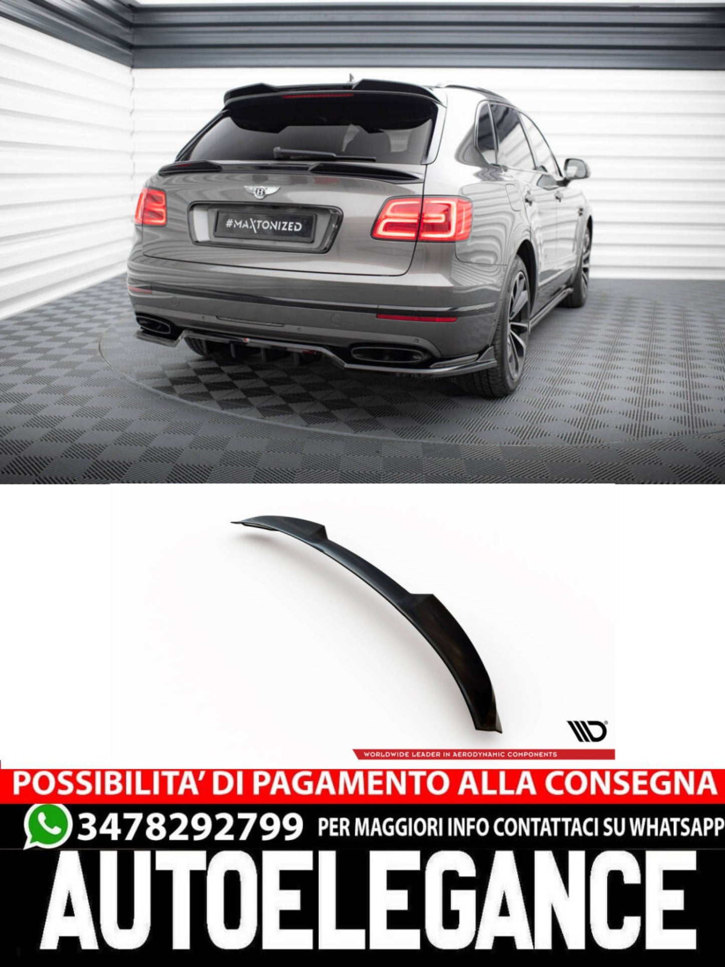 TAPPO SPOILER INFERIORE 3D adatto per BENTLEY BENTAYGA MK1  2015-2020