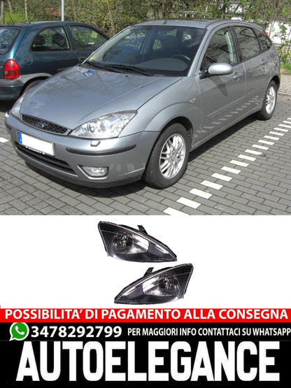 Headlight Set for Ford Focus MK1 1998-2001 in Black H4 Halogen LWR 