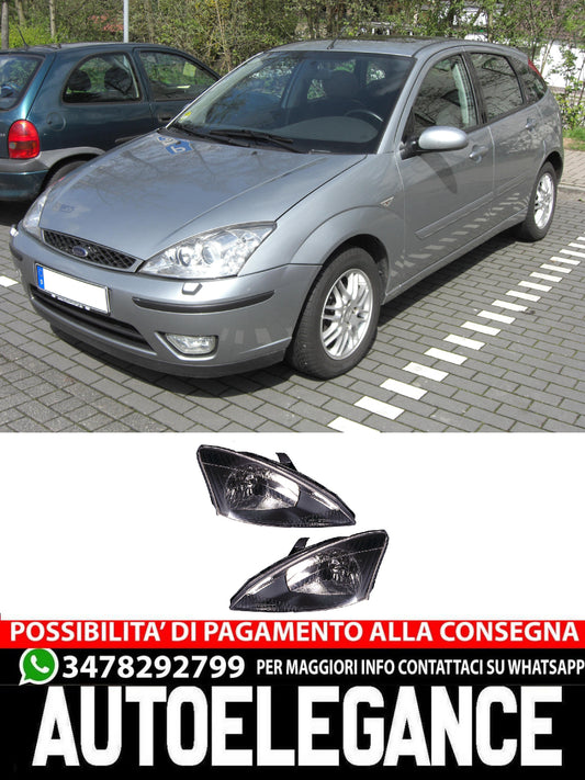 Headlight Set for Ford Focus MK1 1998-2001 in Black H4 Halogen LWR 