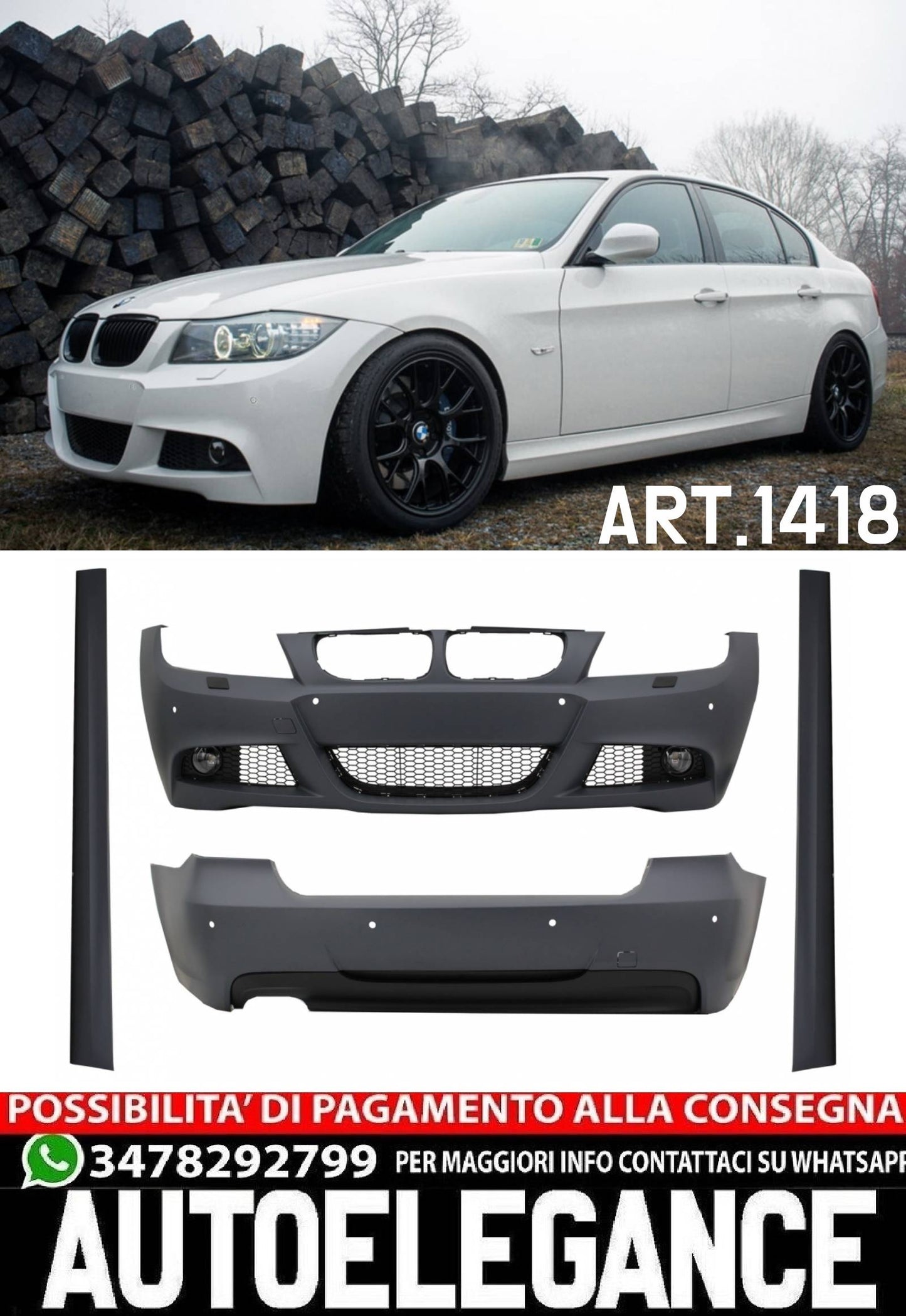 BODYKIT ADATTO PER BMW SERIE 3 E90 2008-2011 LOOK MTECH DESIGN SPORTIVO AUTOELEGANCERICAMBI