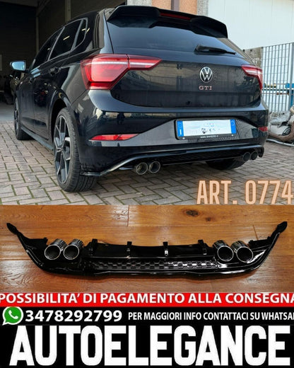 DIFFUSORE ADATTO PER VW POLO AW1 2017+ LOOK GTI NERO (CON TERMINALI)