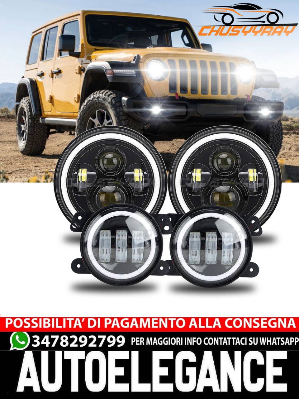 7" LED Headlights Fog Lamp Turn Signal Light For 2003-2007 Jeep Liberty