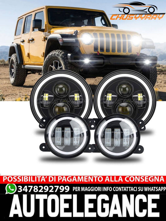 7" LED Headlights Fog Lamp Turn Signal Light For 2003-2007 Jeep Liberty