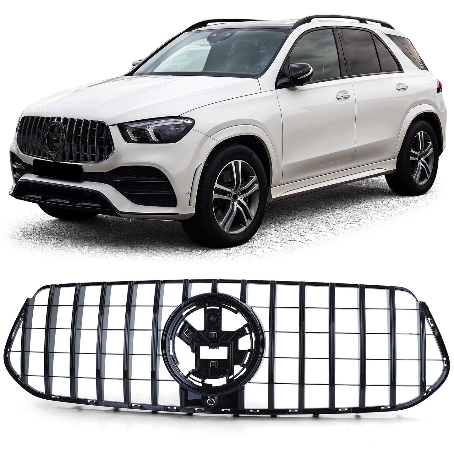 Gloss black sports radiator grille for Mercedes GLE SUV V167 from 18 with sports package