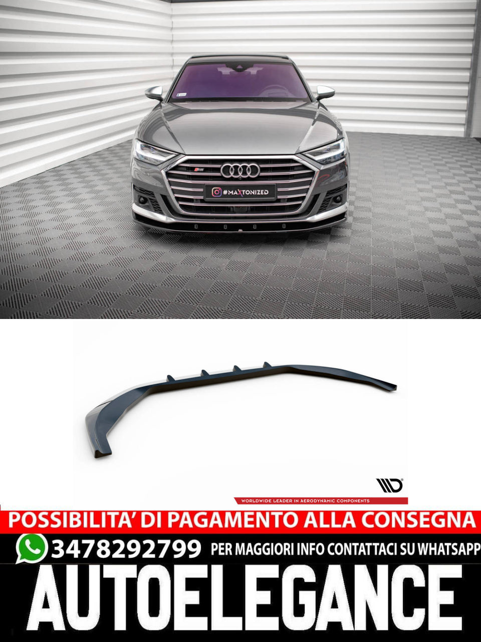 SPLITTER ANTERIORE ADATTO COMPATIBILE PER V.1 AUDI S8 / A8 S-LINE D5  2019-2021