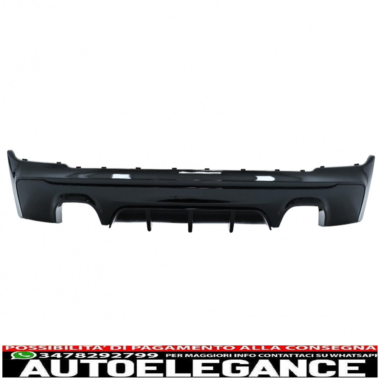 Rear Diffuser Double Outlet with Exhaust Tips Piano Black Suitable for BMW 2 Series F22 F23 (2013-) M Design 
