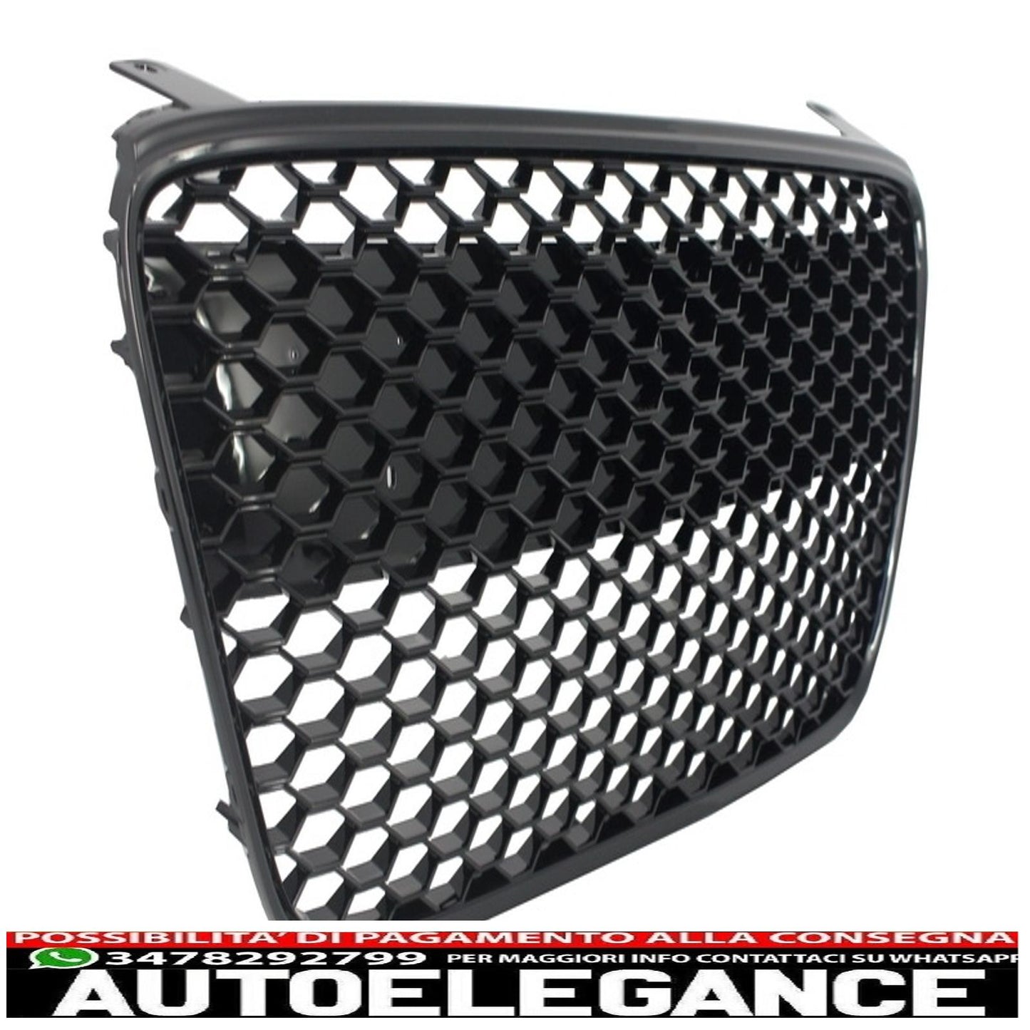 griglia anteriore adatta per audi r8 (2007-2012) a nido d'ape nero pianoforte