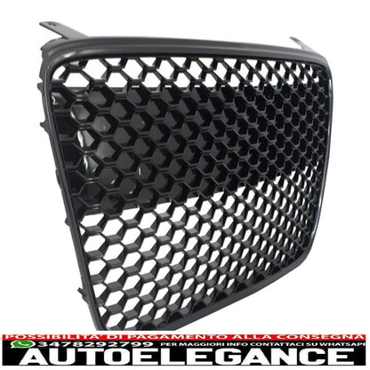 griglia anteriore adatta per audi r8 (2007-2012) a nido d'ape nero pianoforte