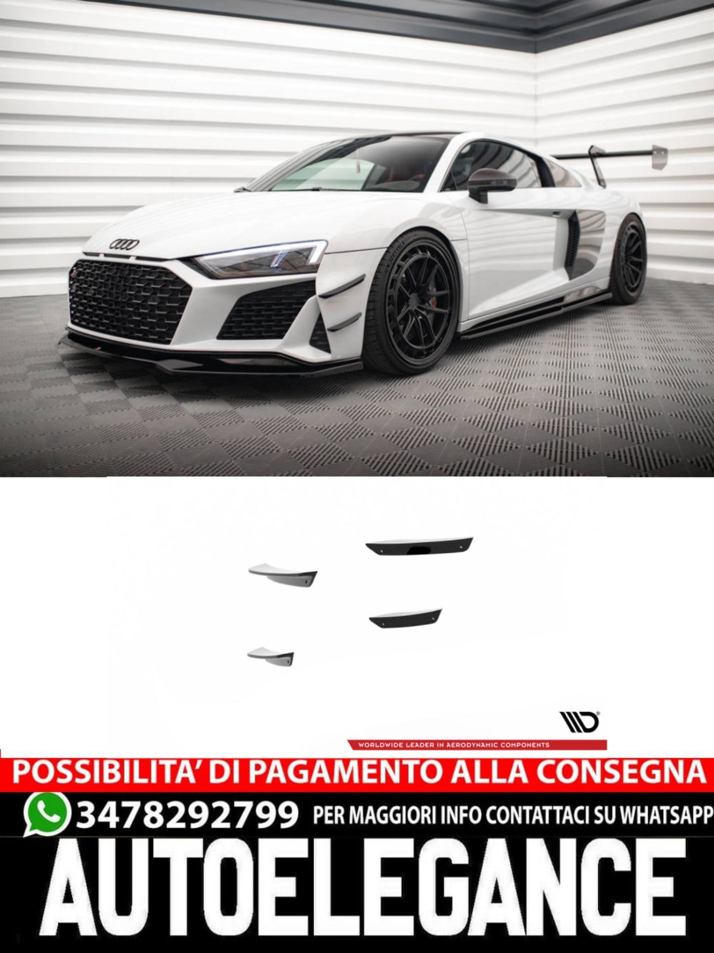 PARAFANGHI PARAURTI ANTERIORE (CANARDS) AUDI R8 MK2 FACELIFT  (2018-2021)