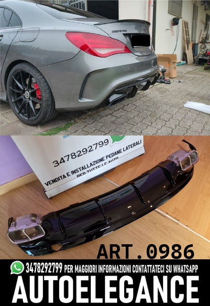 DIFFUSORE ADATTO PER MERCEDES CLA W117 LOOK A45 NERO LUCIDO + TERMINALI.