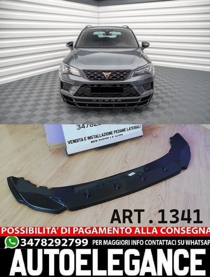 💎1341 Splitter Anteriore Nero Lucido adatto per CUPRA Ateca 2018+💎