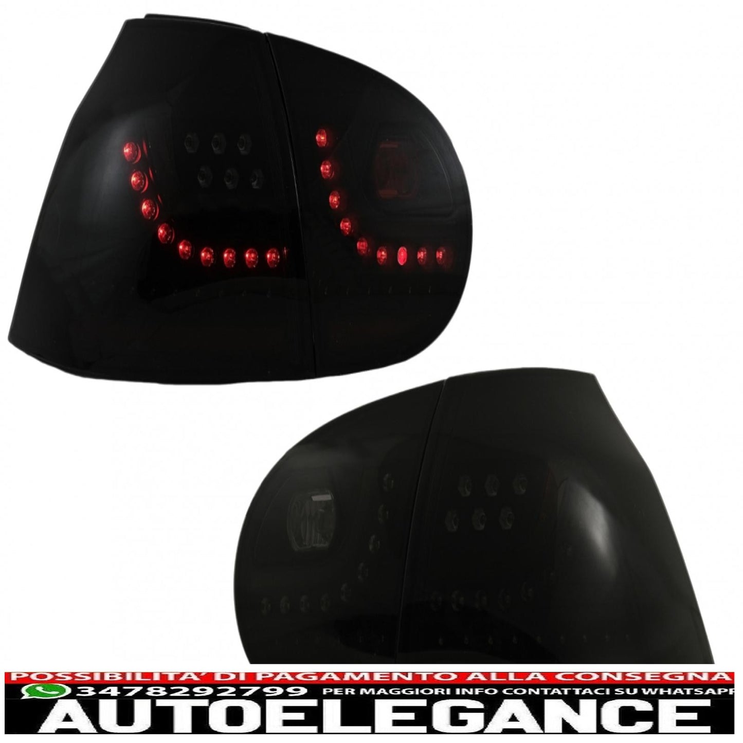 fanali posteriori a led fumé nero luci sequenziali dinamiche con estensione paraurti posteriore e minigonne laterali adatti per vw golf 5 (2004-2007) design urban style r32