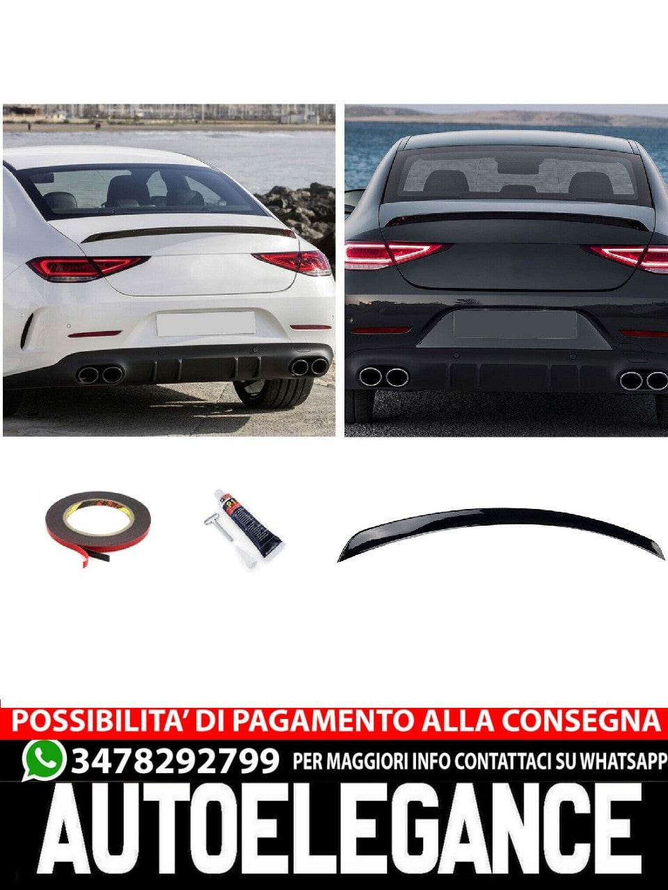 Adatto per MERCEDES C257 CLS Coupé SPOILER POSTERIORE LABBRO NERO LUCIDO