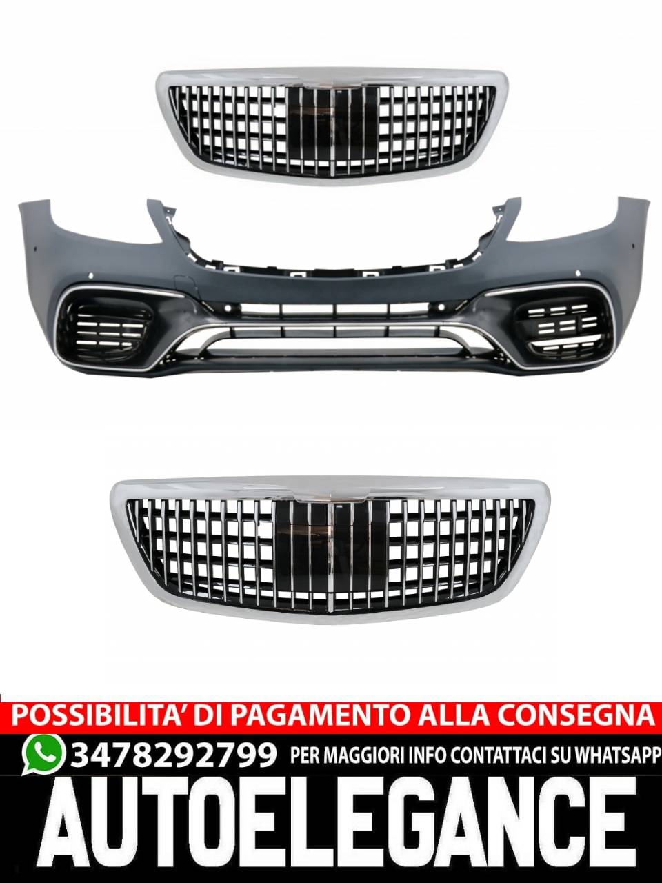 Paraurti anteriore con griglia adatto per Mercedes Classe C W205 S205 2014-2018