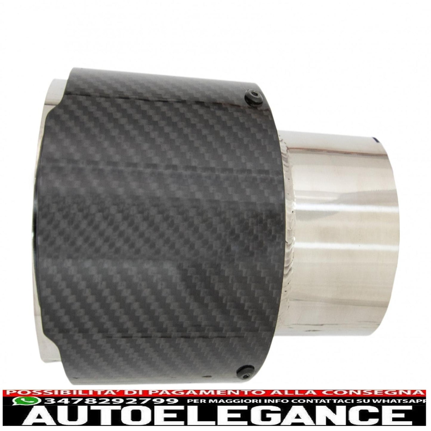 Carbon Fiber Exhaust Tips Gloss Look 6.1cm Inlet 