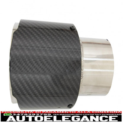 Carbon Fiber Exhaust Tips Gloss Look 6.1cm Inlet 