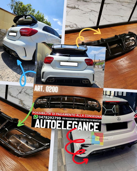 DIFFUSER SUITABLE FOR MERCEDES A CLASS W176 A45 LOOK + CHROME TERMINALS 