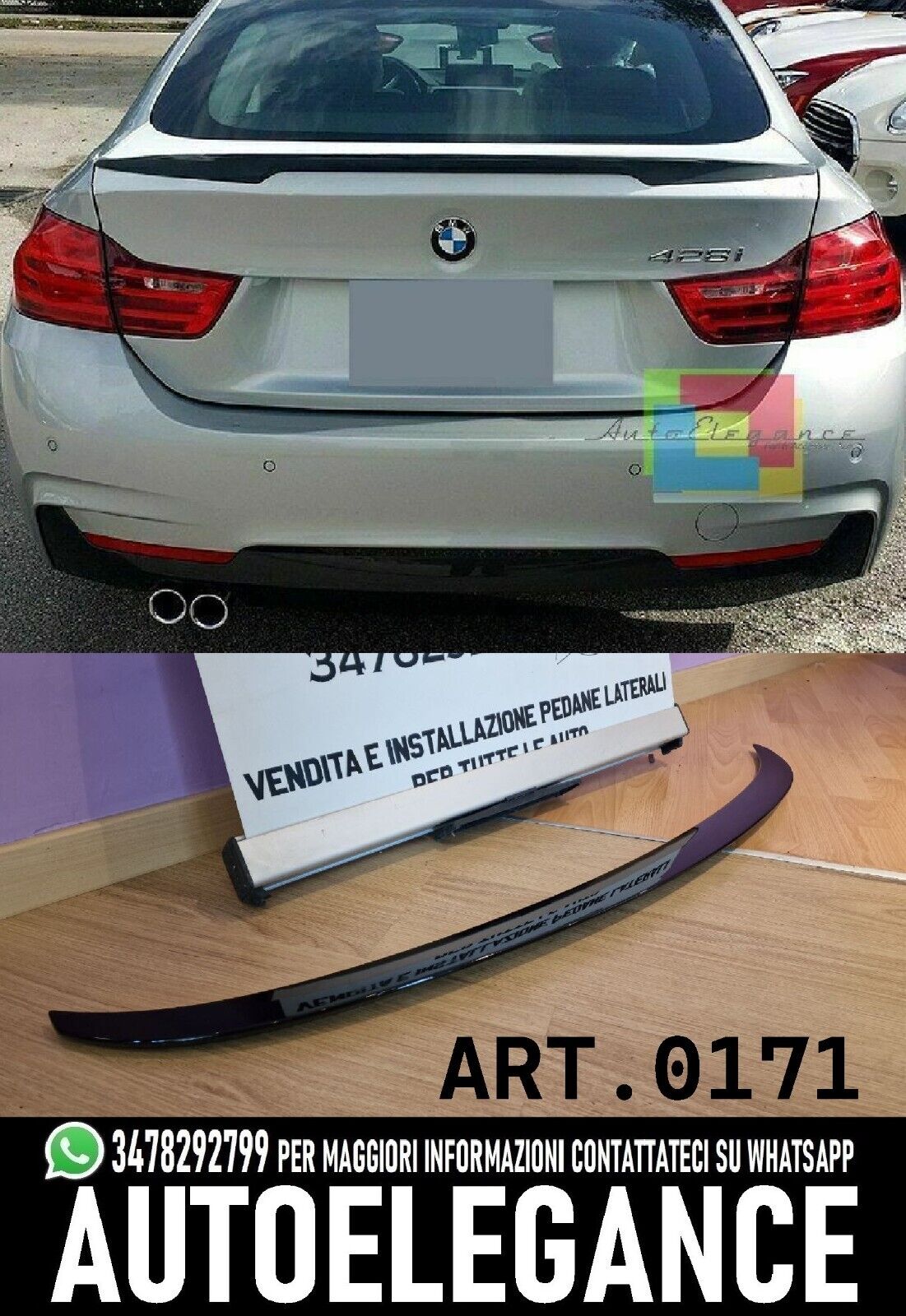 SPOILER SUITABLE FOR BMW 4 SERIES F36 GRAN COUPE MSPORT GLOSS BLACK 0171
