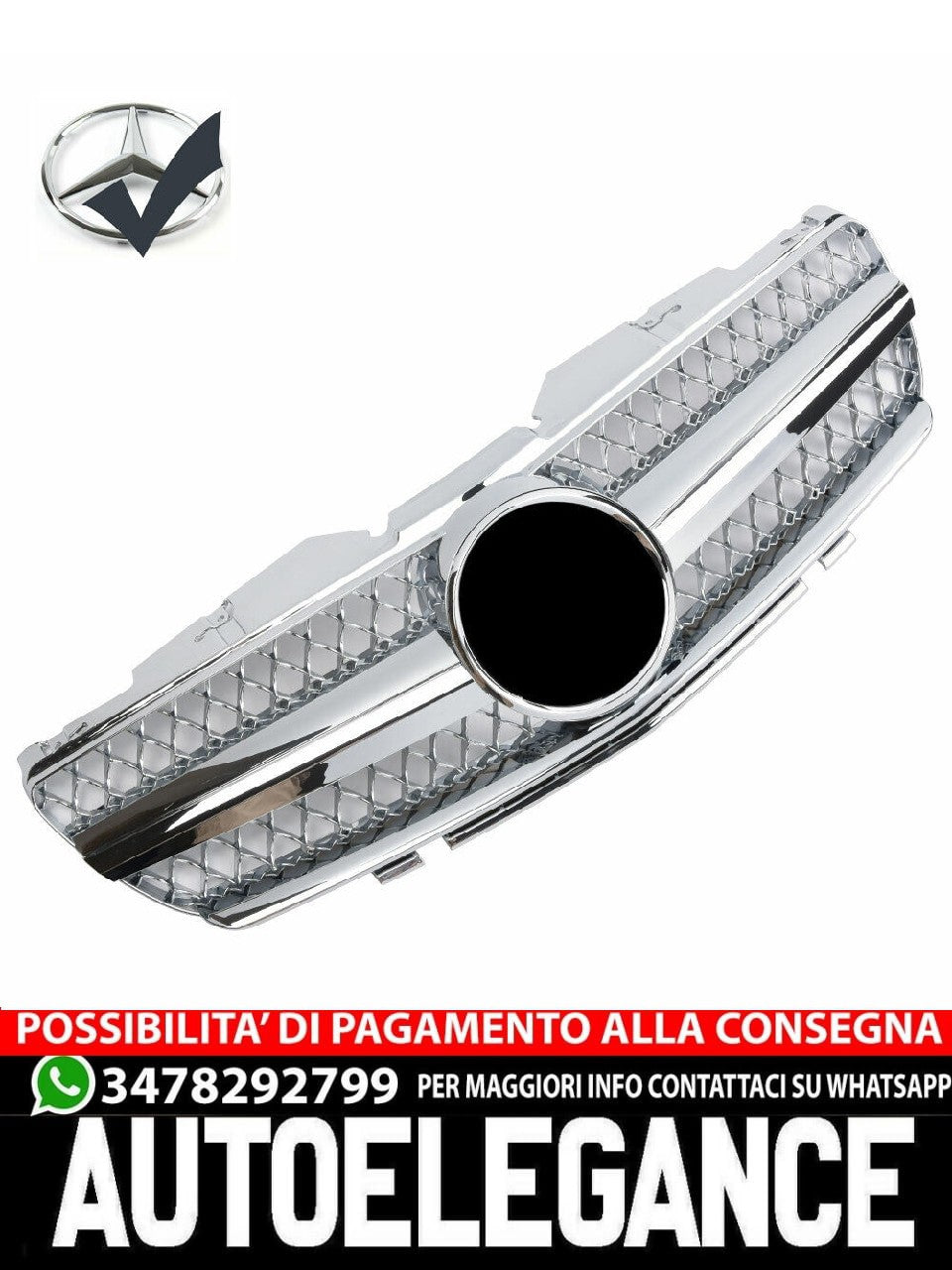 Sports grille for Mercedes R230 SL 2001-2006 glossy white AMG LOOK 