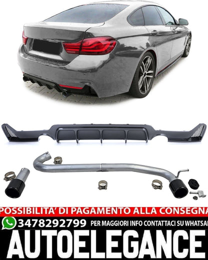 DIFFUSORE + TERMINALI DI SCARICO 1+1 ADATTI PER BMW SERIE 4 F32 F33 F36