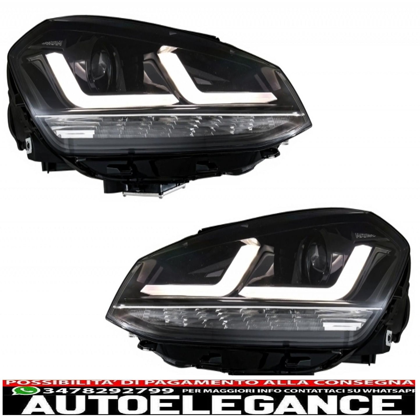 Osram full led headlights with dynamic mirror indicators suitable for vw golf 7 vii (2012-2017) black upgrade 