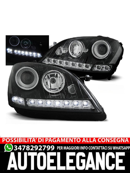 FARI ANTERIORI DAYLIGHT NERO per MERCEDES W164 ML CLASSE M 05-07