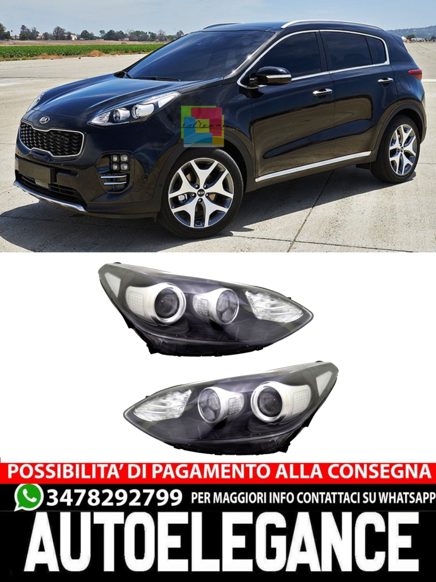 Set Fari per Kia Sportage 4 QL dal 2015 - Motore Alogeno HB3-