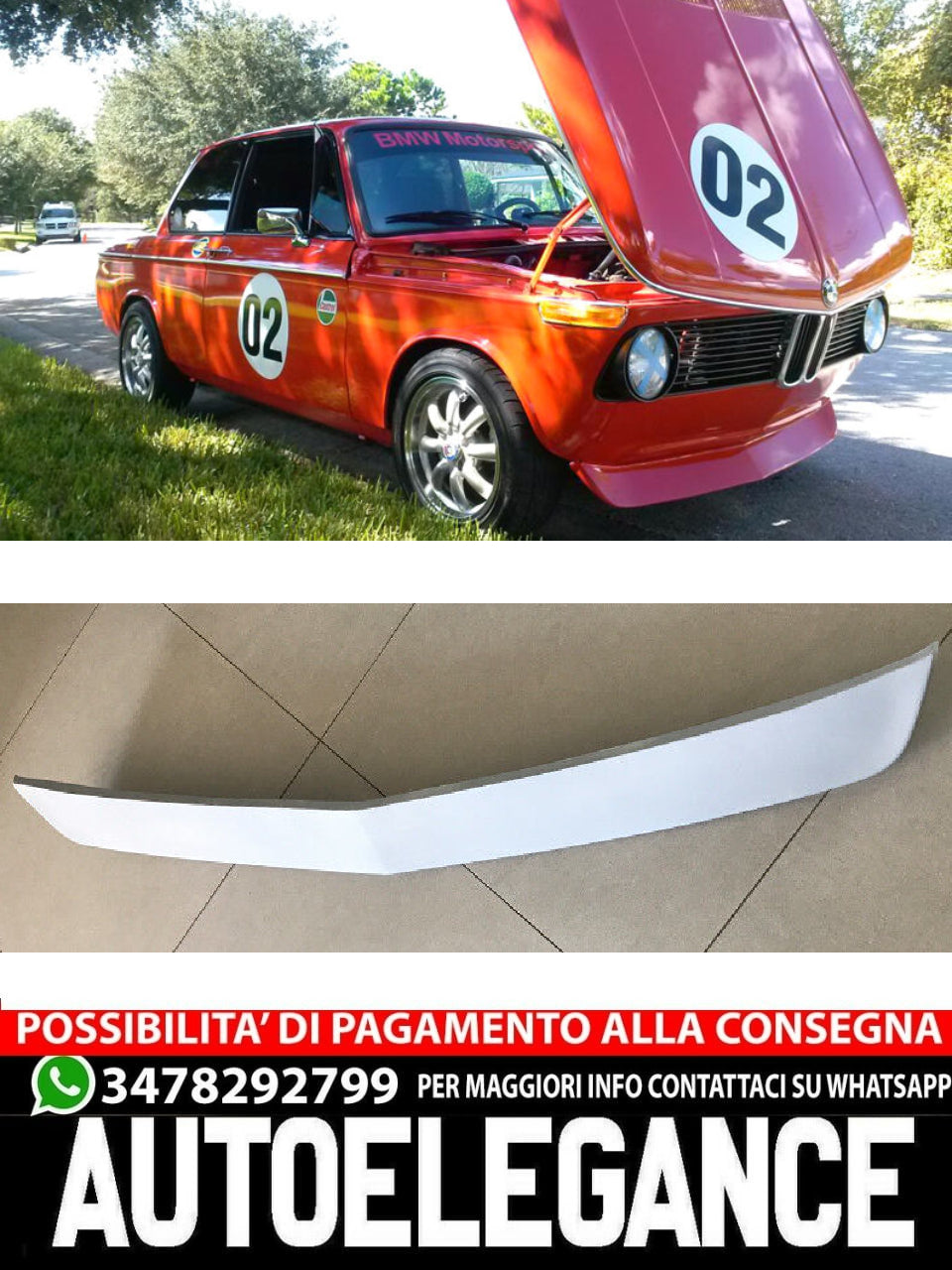 SPLITTER SUITABLE FOR BMW SERIES 02 E10 E20 1602 1802 2002 TII DUCK BILL 