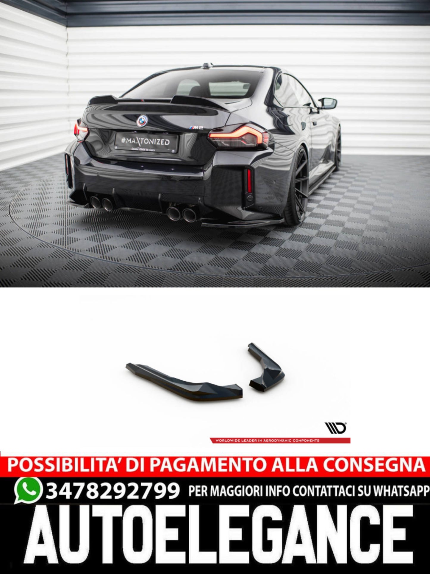 SPLITTER LATERALI POSTERIORI V.1 ADATTO COMPATIBILE PER BMW M2 G87  (2023 - )