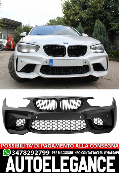 PARAURTI ANTERIORE ADATTO PER BMW SERIE 1 F20 F21 LCI 2015-2019 LOOK M2+ Tappi