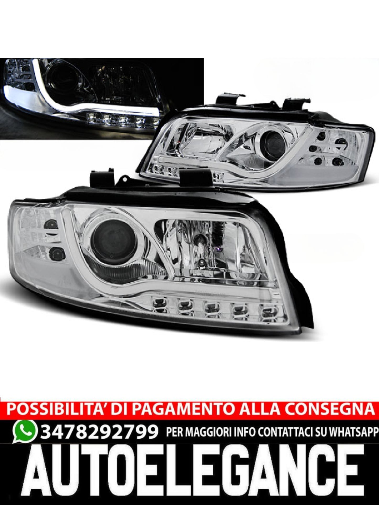 CHROME HEADLIGHT TUBE SUITABLE FOR AUDI A4 10.00-10.04 