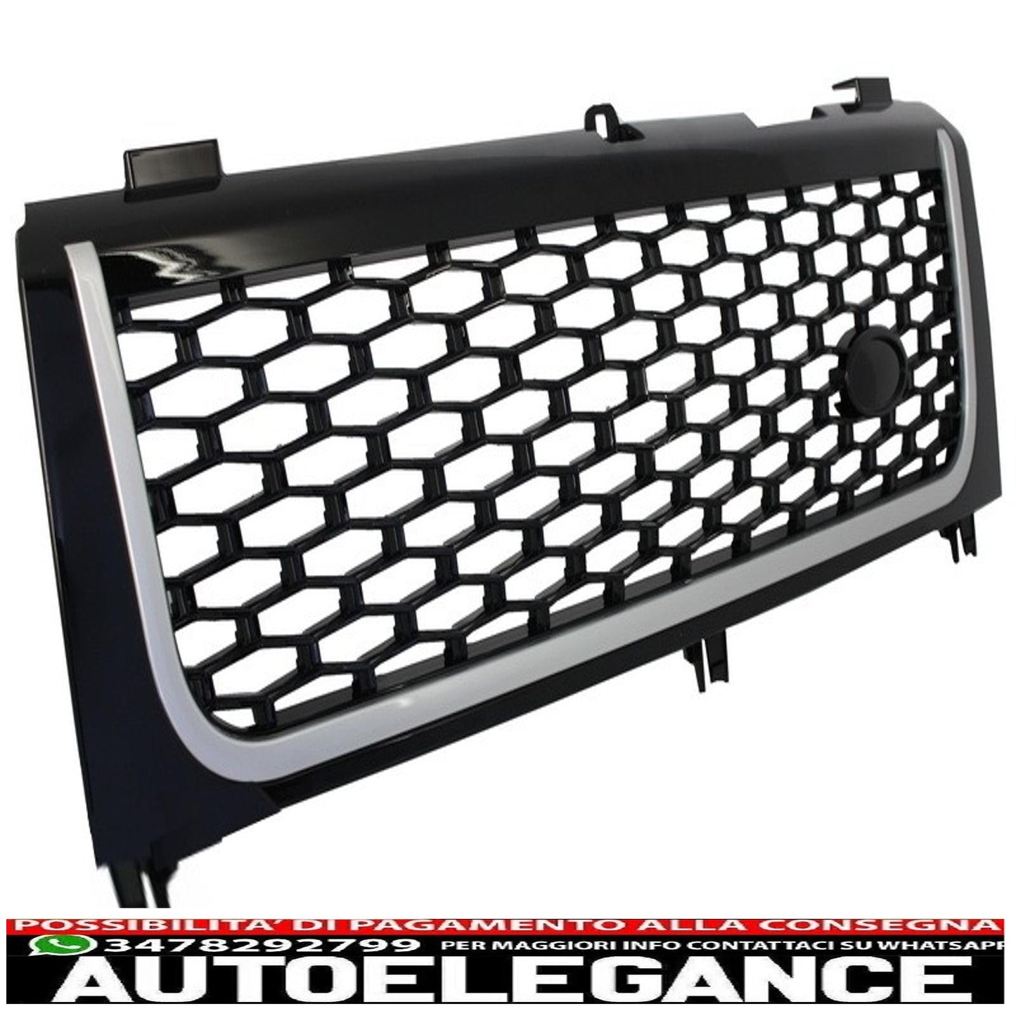 center grille suitable for land rover vogue iii l322 (2002-2005) piano black and silver autobiography supercharged edition