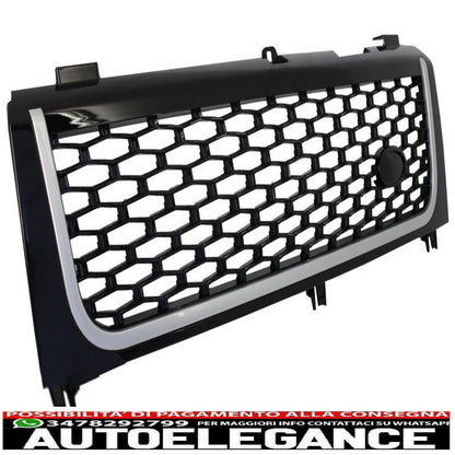 center grille suitable for land rover vogue iii l322 (2002-2005) piano black and silver autobiography supercharged edition