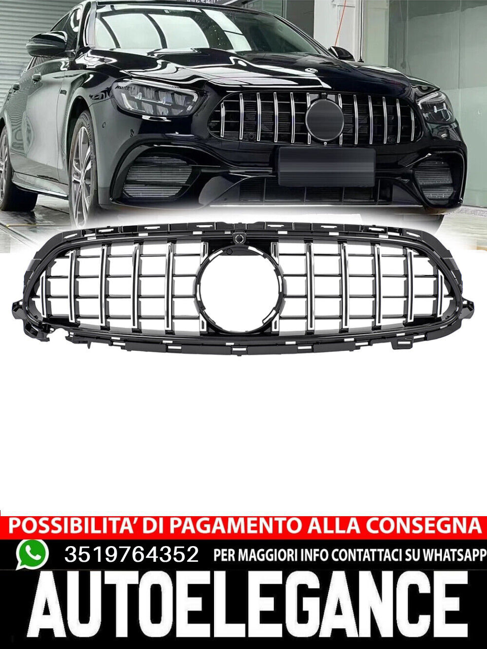 GRIGLIA GT Panamericana adatta per Mercedes W213 S213 A238 dal 2020 sliver nero