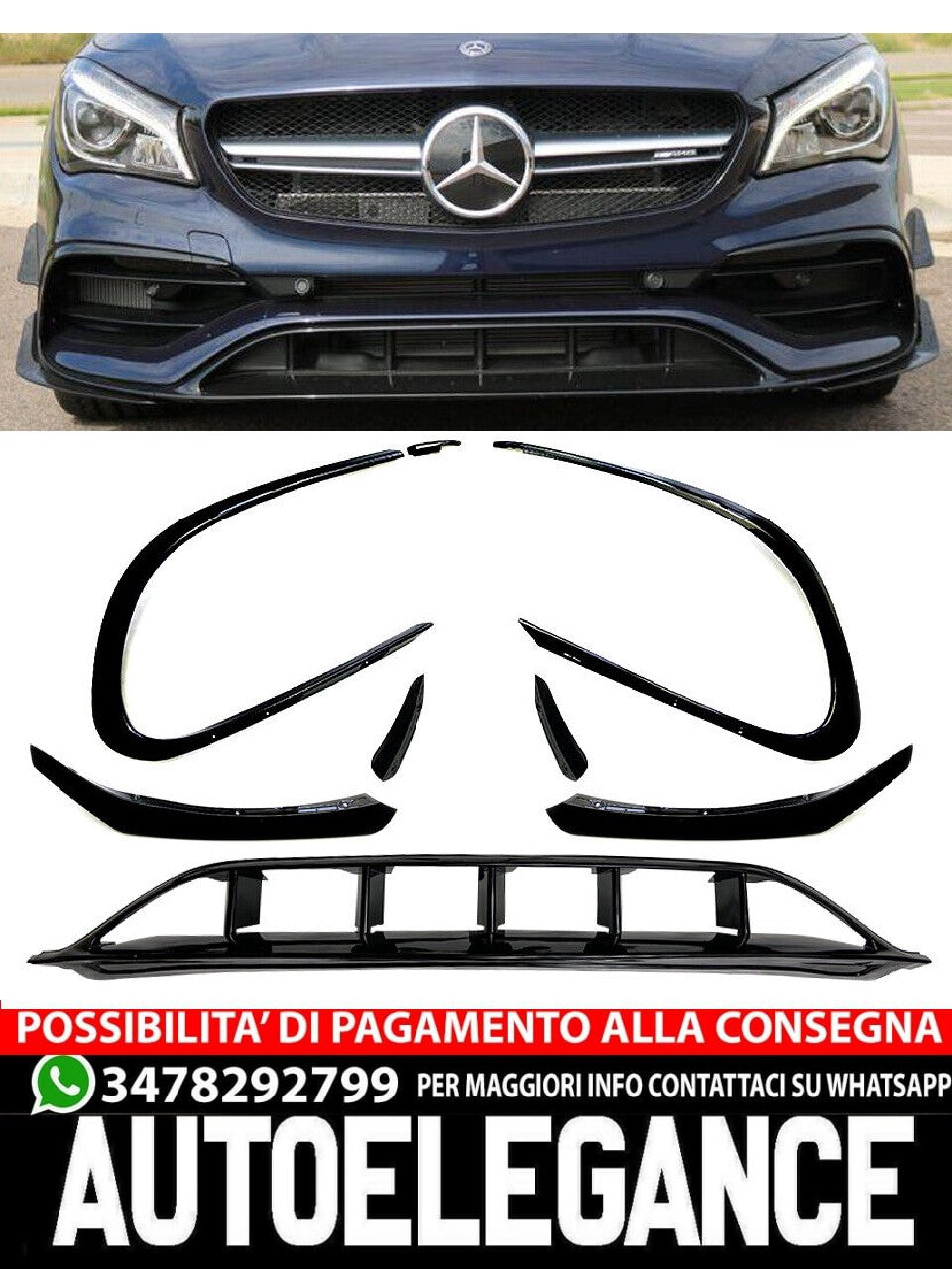 FRONT SPOILER suitable for the restyling of the Mercedes C117 CLA class