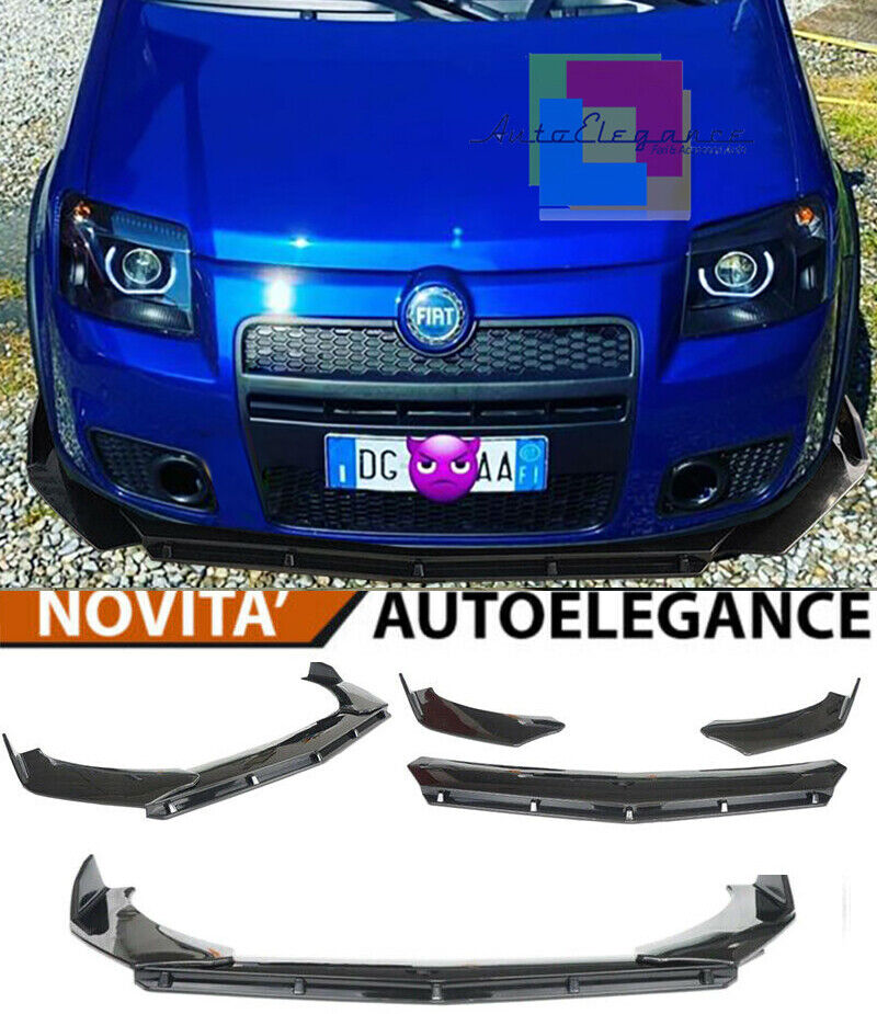 SPLITTER FIAT PANDA 169 LIP GLOSSY BLACK UNDER BUMPER ABS RS DESIGN 3P .-