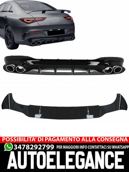 Rear Diffuser and Chrome Exhaust Tips suitable for Mercedes CLA X118 