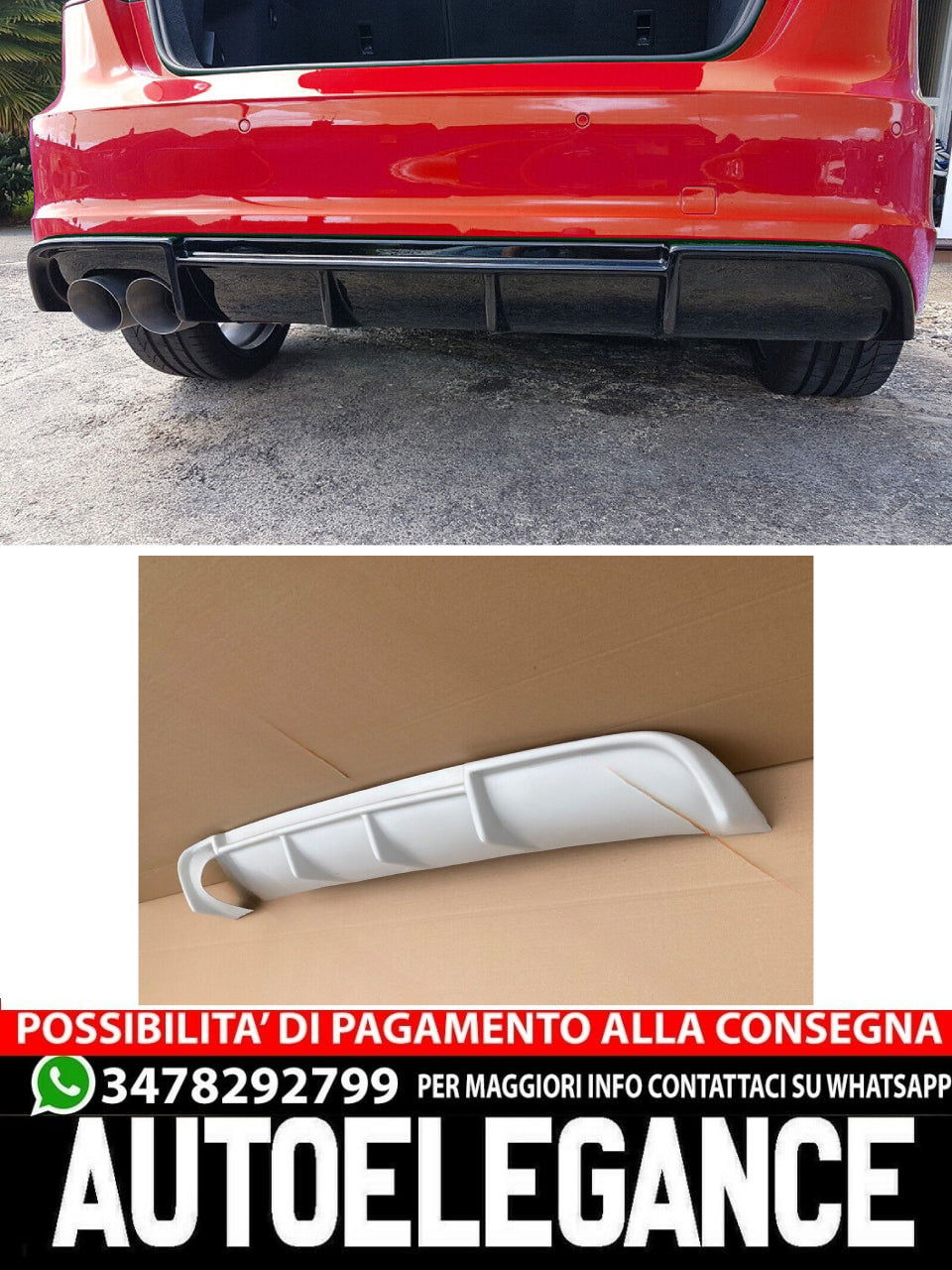 DIFFUSORE adatto per AUDI A3 8V S-LINE (2013-2016)