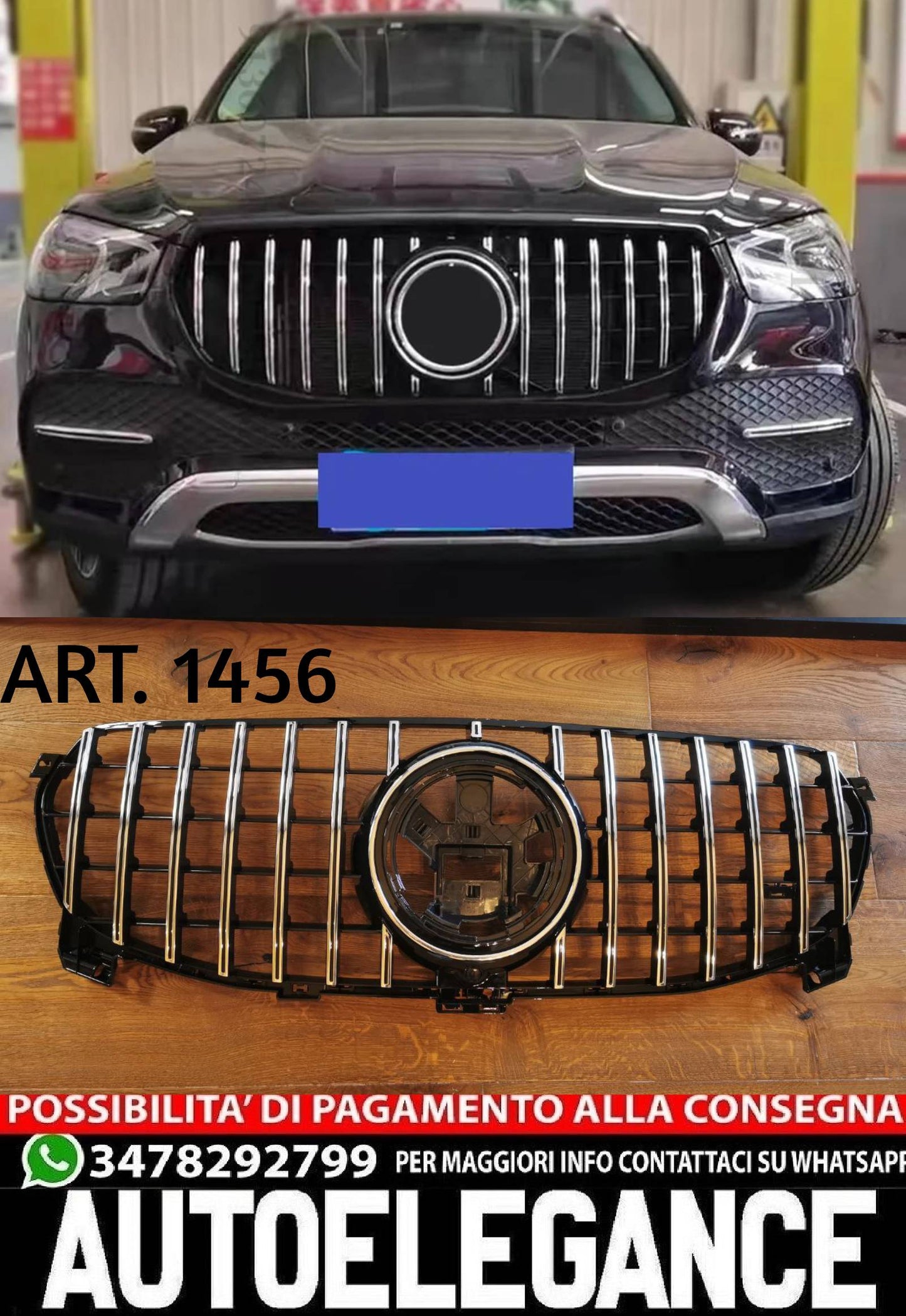 GRIGLIA ADATTA PER MERCEDES-BENZ GLE W167 2019+ STANDARD LOOK GT CROMATA