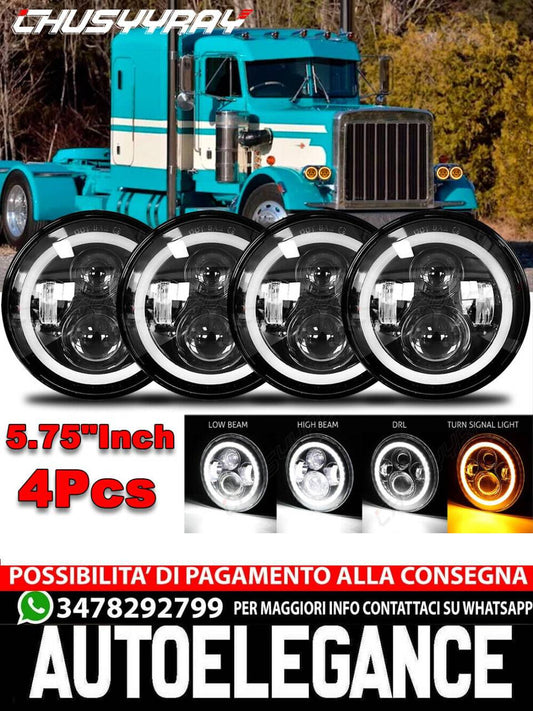 4X Round 5 3/4" 5.75inch LED Headlights HI/LO Beam for Peterbilt 348 359 349