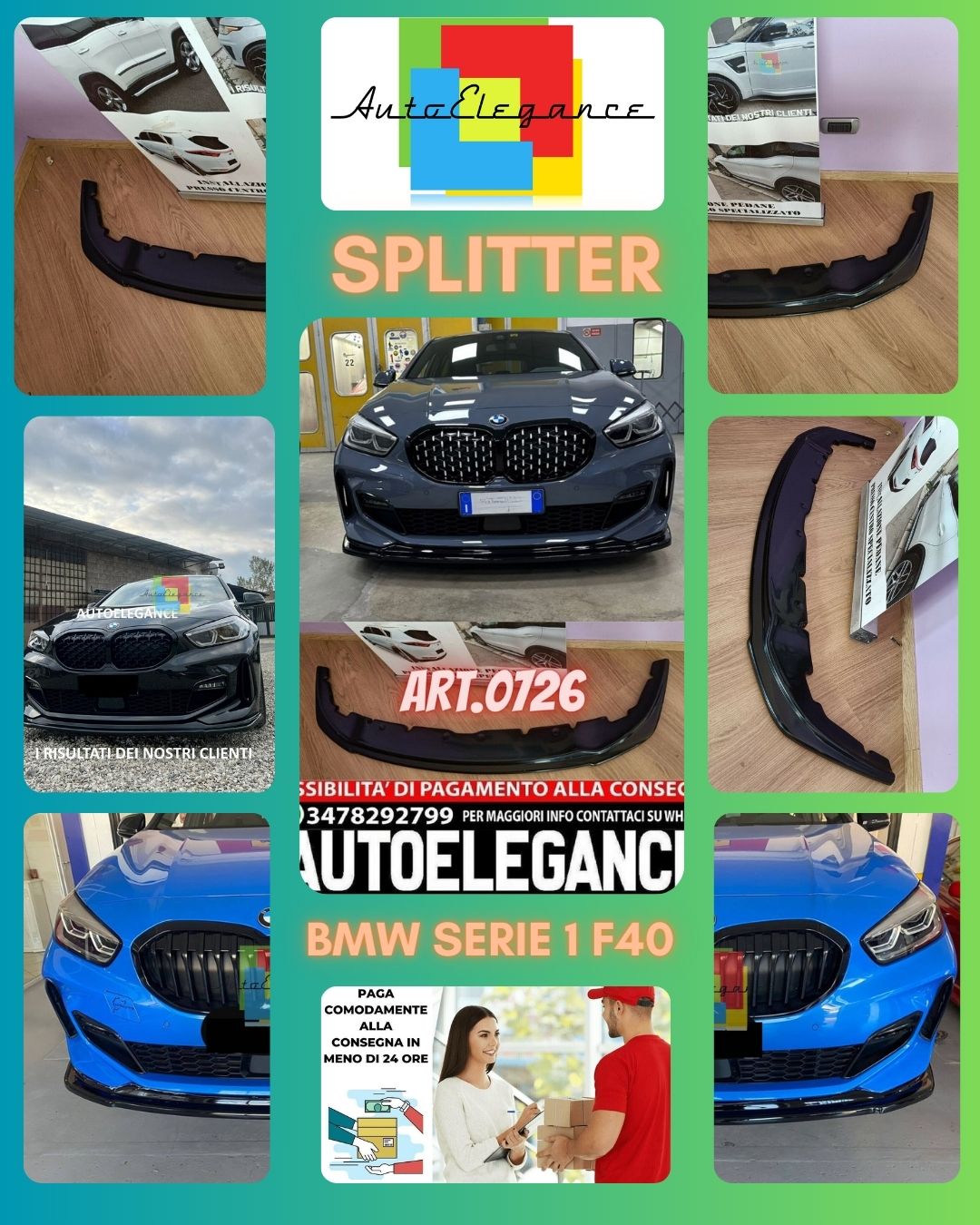 SPLITTER ADATTO PER BMW SERIE 1 F40 MSPORT NERO LUCIDO LOOK SPORTIVO